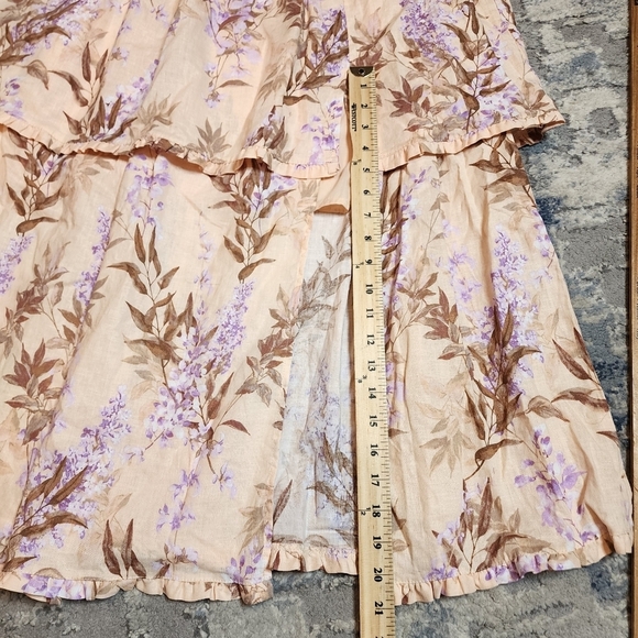 NWT House of Harlow Corset Tiered Linen/Rayon. Peach/Lavender Midi Dress. Medium - Picture 15 of 15